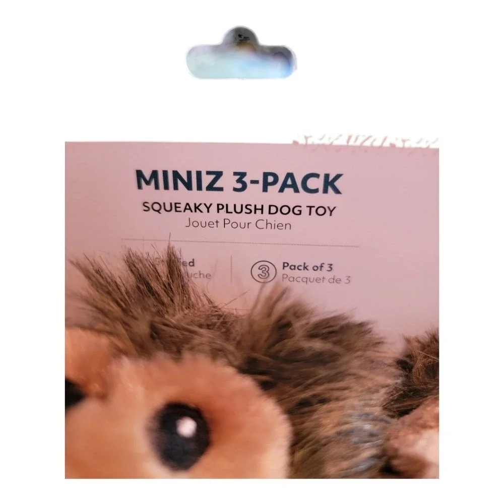 ZippyPaws Miniz 3-Pack Dog Toy Small Brown New Squeaky Plush Hedgehogs ZP121